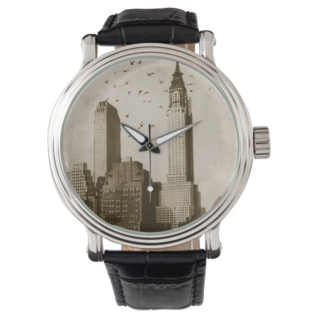 Eine Vogelherde, die fliegt Armbanduhr (Vorderseite)