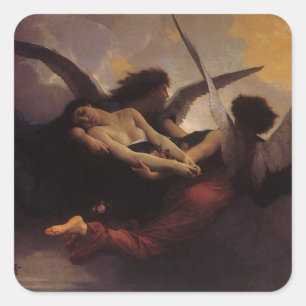 Eine von Bouguereau in den Himmel gebrachte Seele Quadratischer Aufkleber