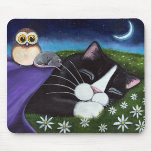 Eine wachsame Fantasie-Smokings-Katzen-Kunst des Mousepad