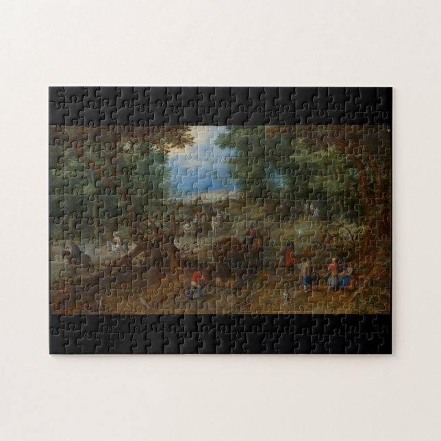 Eine Waldstraße mit Reisenden 1607 Jan Brueghel Puzzle (Horizontal)