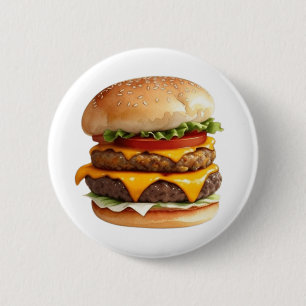 Eine Wasserfarbe, die einen Yummy Cheeseburger Zei Button