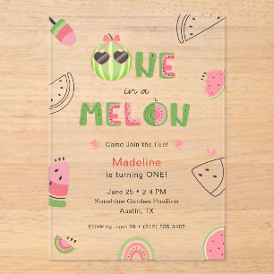 Eine Wassermelone Baby Girl Erster Geburtstag Acryleinladungen
