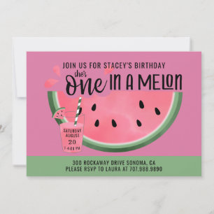 Eine Wassermelone Wassermelone Aquarell 1. Geburts Einladung