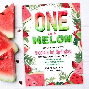 Eine Wassermelone zum ersten Geburtstag - Einladun Einladung