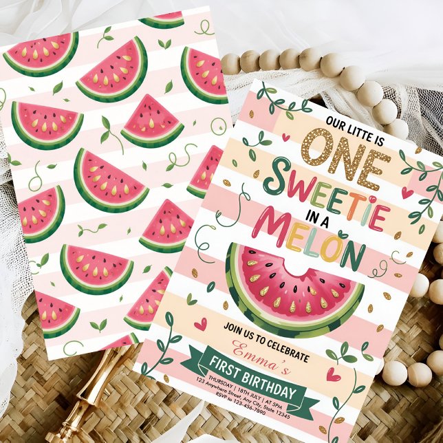 Eine Wassermelone zum ersten Geburtstag Einladung (Von Creator hochgeladen)