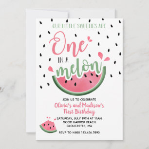Eine Wassermelone Zwillinge Erster Geburtstag Einladung