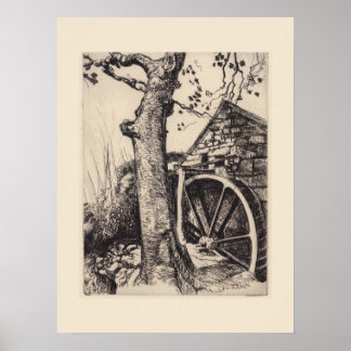 Eine Wassermühle Cornwall Eleanor Hughes Nachdruck Poster
