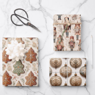 Eine weihnachtliche Vintage-Saison Geschenkpapier Set