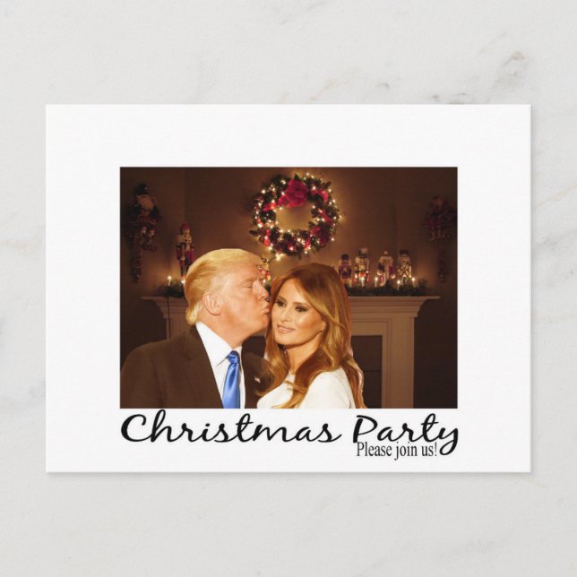 Eine Weihnachtseinladung von Donald und Melania Postkarte (Vorderseite)