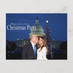 Eine Weihnachtseinladung von Donald und Melania Postkarte