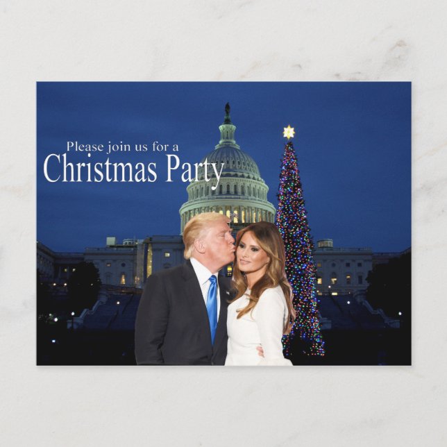 Eine Weihnachtseinladung von Donald und Melania Postkarte (Vorderseite)