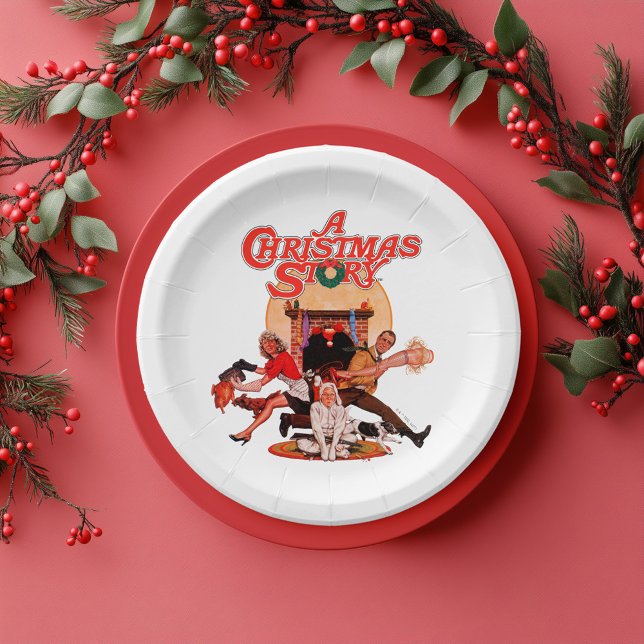 Eine Weihnachtserie Pappteller (Paper plate simulated on table)