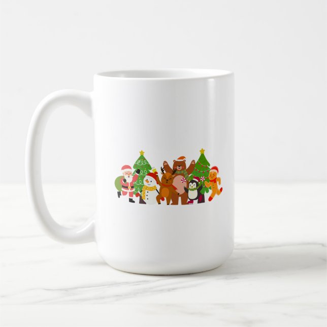 Eine Weihnachtsfiguren-Crew Kaffeetasse (Links)
