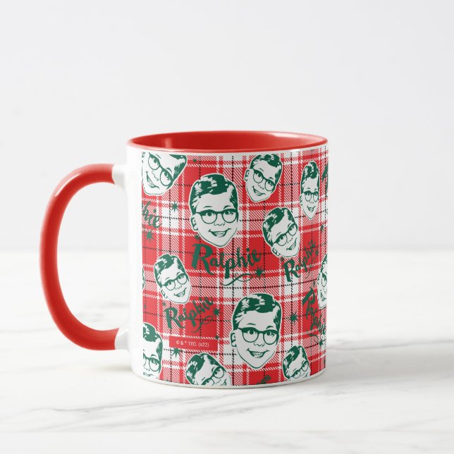 Eine Weihnachtsgeschichte | Kariertes Muster für R Tasse (Links)