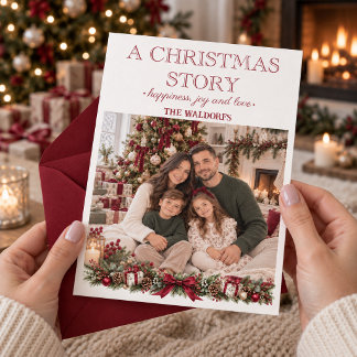 Eine Weihnachtsgeschichte - Personalisierte Famili Dankeskarte