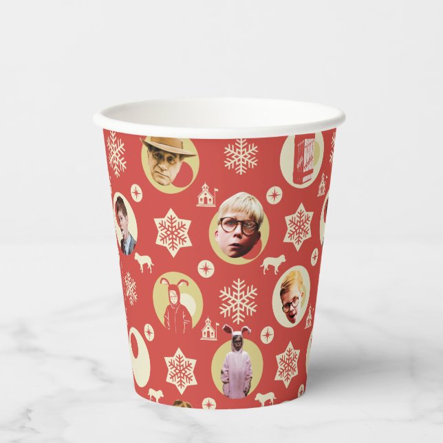 Eine Weihnachtsgeschichte Retro-Snowflake-Muster Pappbecher (Vorderseite)