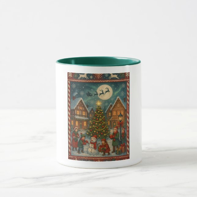 eine Weihnachtsmalerei-Tasse Tasse (Zentrum)
