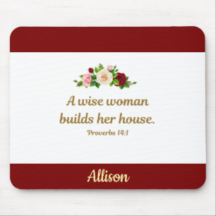 Eine weise Frau - Sprüche 14:1 Personalisiert Mousepad