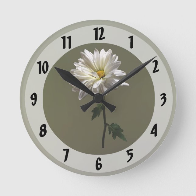 Eine weiße Daisy Runde Wanduhr (Vorderseite)