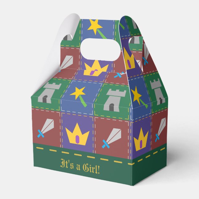 Eine weiße Fantasie-Baby-Duschbox Geschenkschachtel (Vorderseite)