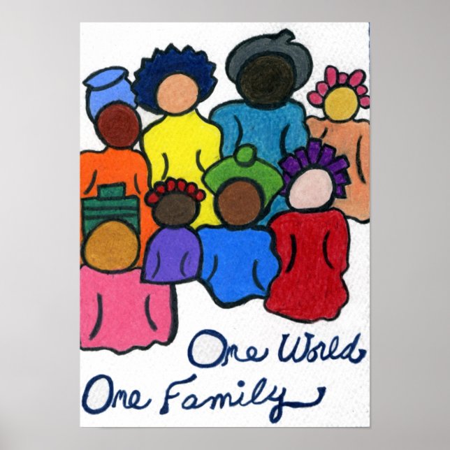 Eine Welt, ein multikulturelles Poster der Familie (Vorne)