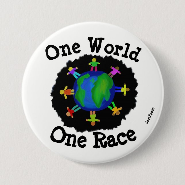 Eine Welt, ein Rennen Button (Vorderseite)