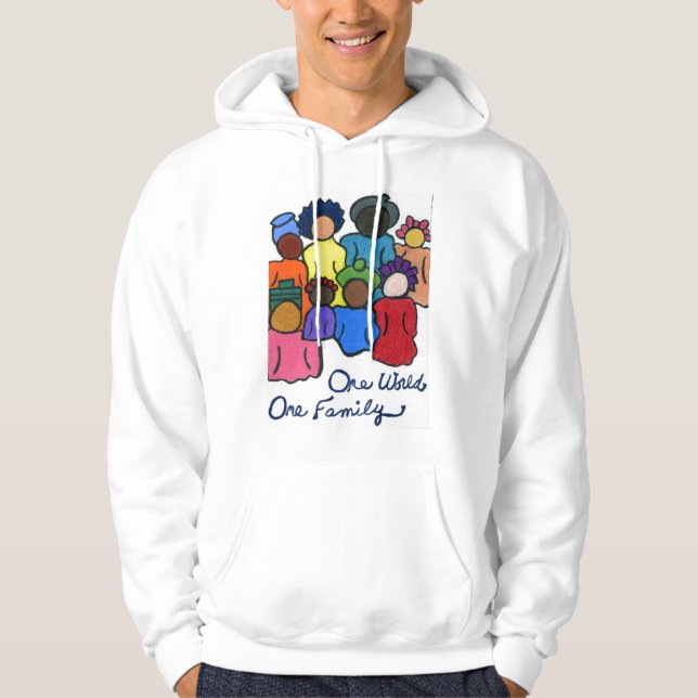Eine Welt, eine Familie zweiseitig multikulturell Hoodie (Vorderseite)