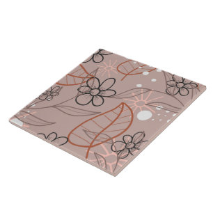 Eine Whimsical-Blume und Blätter drucken Fliese