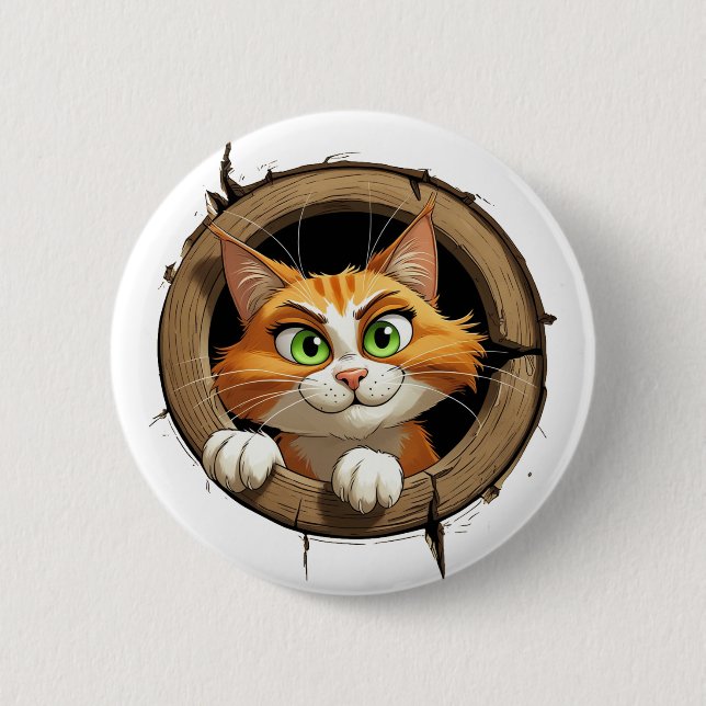 Eine Whimsikkatze mit hellgrünen Augen Pech Button (Vorderseite)