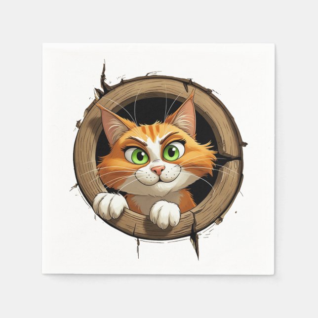 Eine Whimsikkatze mit hellgrünen Augen Pech Serviette (Vorderseite)