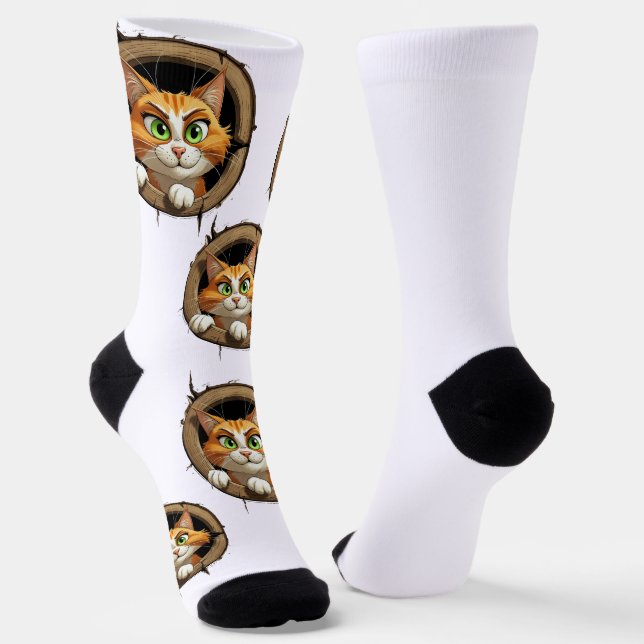 Eine Whimsikkatze mit hellgrünen Augen Pech Socken (Gewinkelt)