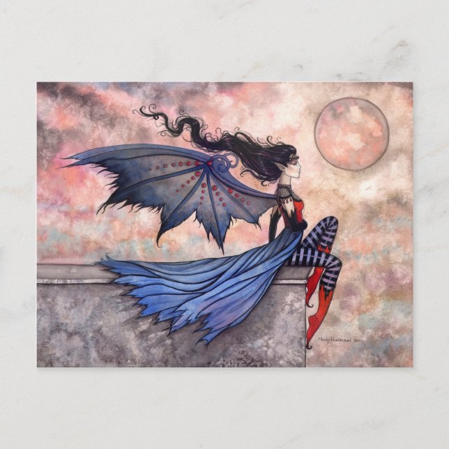 Eine Wicked Wind Gothic Fairy Vampire Postkarte (Vorderseite)