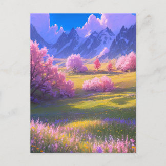 Eine Wiese in Cherry Blossom Splendor Postkarte