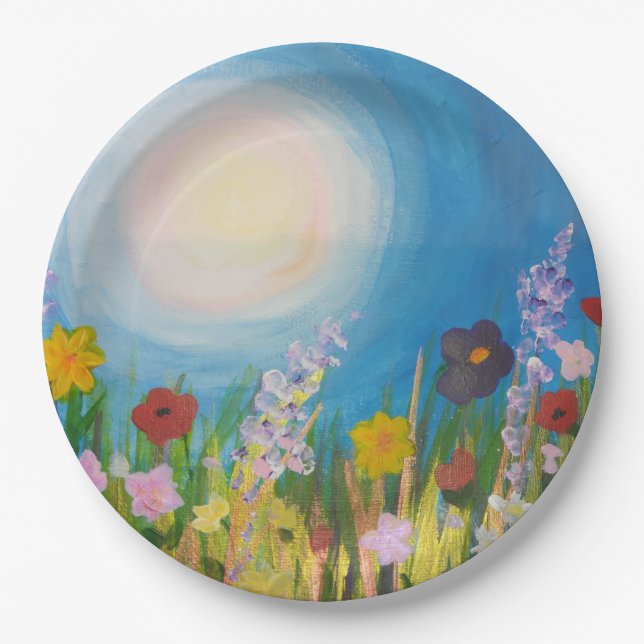 Eine Wiese von Wildblumen Pappteller (Vorderseite)