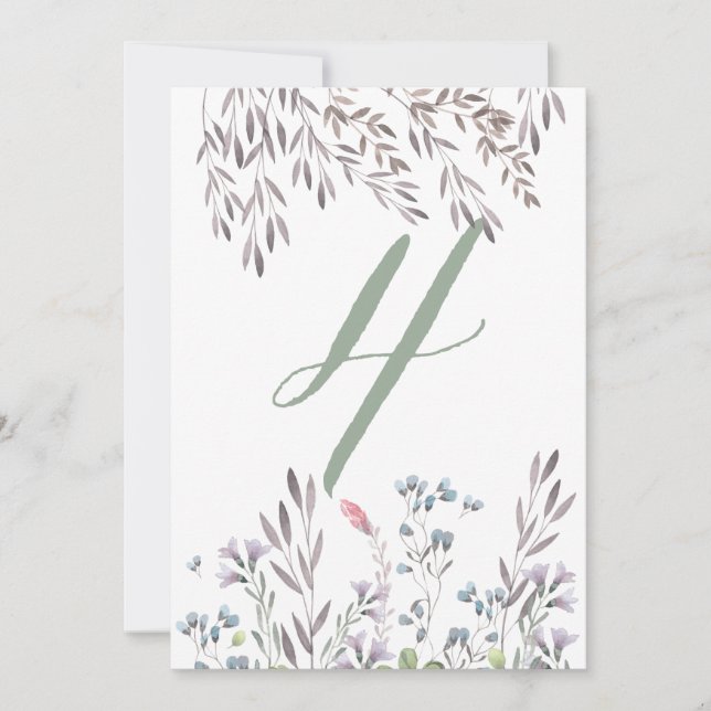 Eine Wildblume Hochzeitstisch Nr. 4 Doppelseitige  Einladung (Vorderseite)