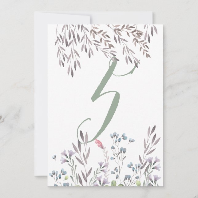 Eine Wildblume Hochzeitstisch Nr. 5 Doppelseitige  Einladung (Vorderseite)