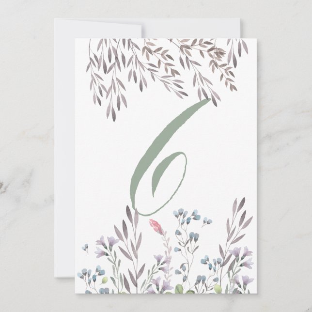 Eine Wildblume mit Hochzeitstisch Nr. 6 Doppelseit Einladung (Vorderseite)