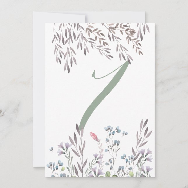 Eine Wildblume mit Hochzeitstisch Nr. 7 Doppelseit Einladung (Vorderseite)