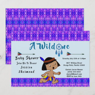 Eine wilde 1-Baby-Dusche Tribal-Pfeile Abstrakt bl Einladung