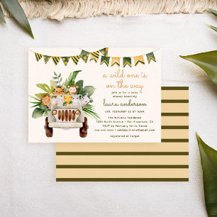 Eine wilde Dschungel-Tiere-Safari-Baby-Party Einladung