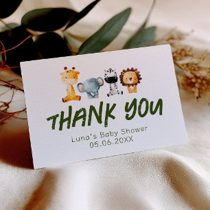 Eine wilde ist auf dem Weg, Safari Baby Dusche ein Dankeskarte