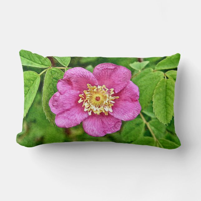Eine wilde Rose Lendenkissen (Vorderseite)
