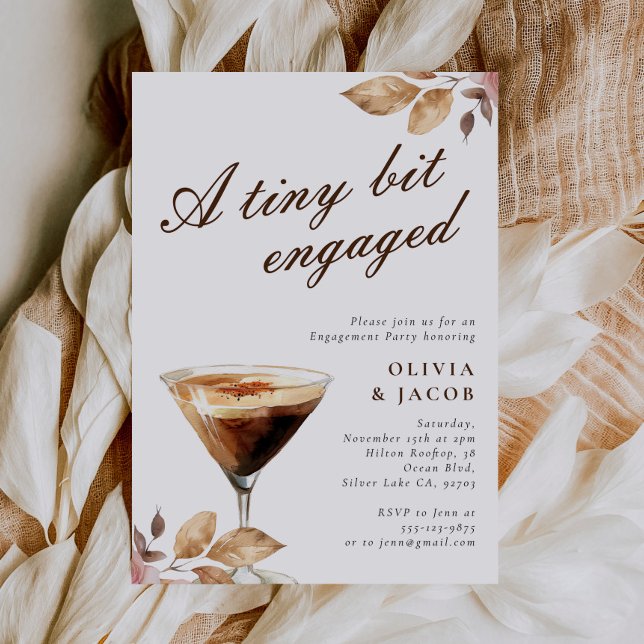 Eine winzige Espresso Martini-Engagement-Party Einladung (Von Creator hochgeladen)