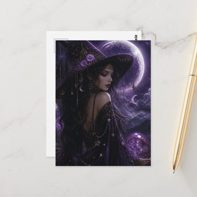 Eine wunderschöne Hexe Postkarte (Vorderseite/Rückseite Beispiel)