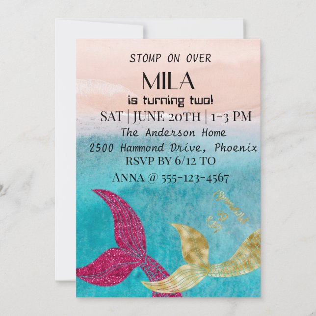 Eine wunderschöne Meereswelt voller Meerjungfrauen Einladung (Vorderseite)