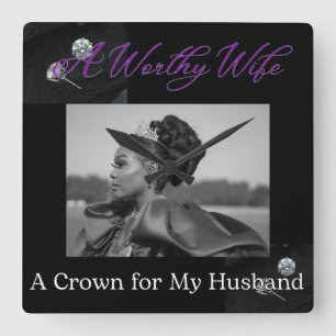 Eine würdige Ehefrau, eine schwarze Wall-Uhr Quadratische Wanduhr