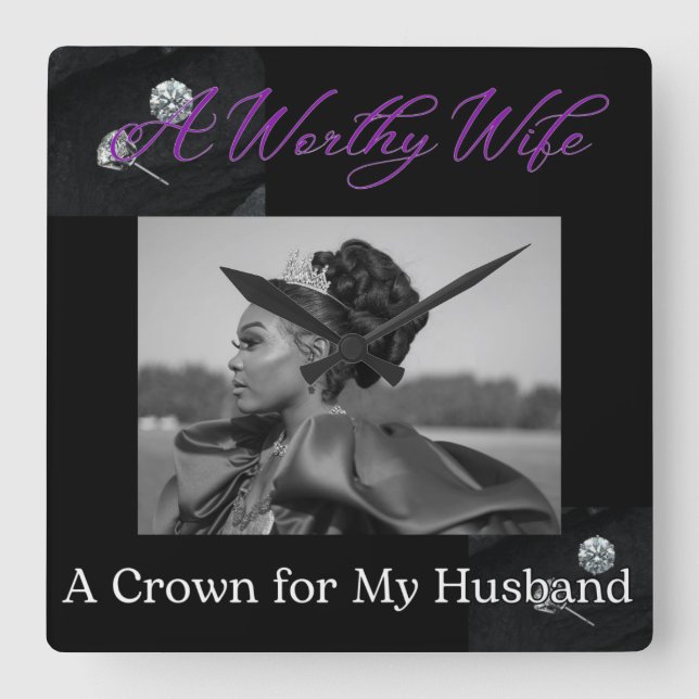 Eine würdige Ehefrau, eine schwarze Wall-Uhr Quadratische Wanduhr (Vorderseite)