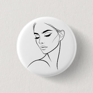 Eine Zeile Frauengesicht Zeichne Nr. 3 Button