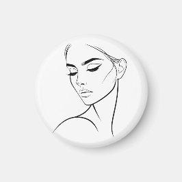 Eine Zeile Frauengesicht Zeichne Nr. 3 Magnet