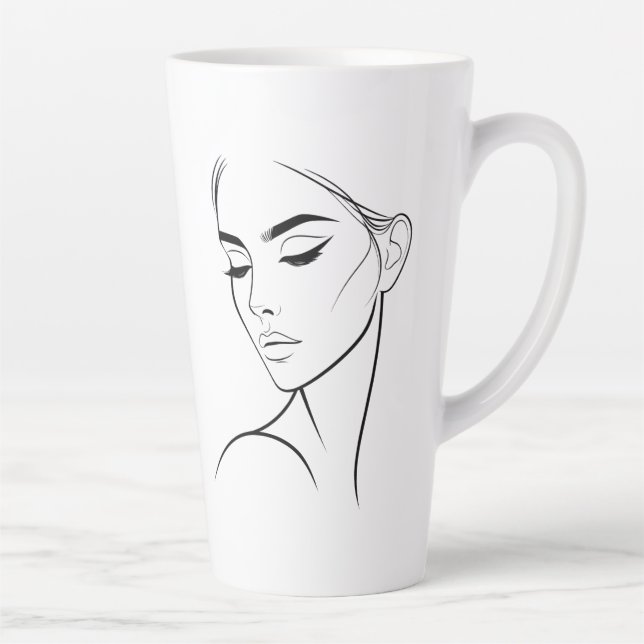 Eine Zeile Frauengesicht Zeichne Nr. 3 Milchtasse (Rechts)